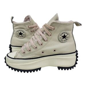 CONVERSE Shoes RUN STAR Womens Size 5.5 White Leather Faux Fur Ripple 169550C